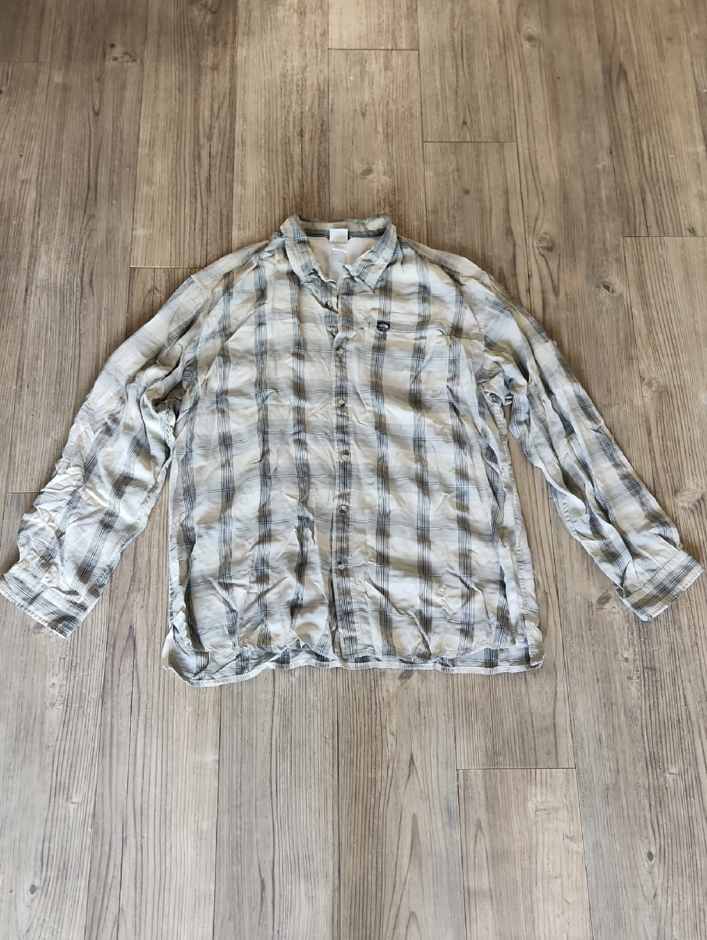 The North Face Men's White and Gray Plaid Button-Down Shirt